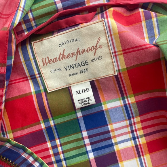 Colorful Plaid Hooded Raincoat Weatherproof Vintage brand XL - Picture 8 of 11